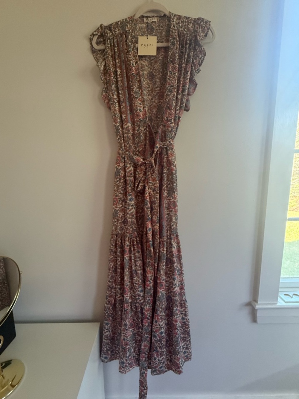 Boho Tie-Waist Maxi Dress in Rust Paisley